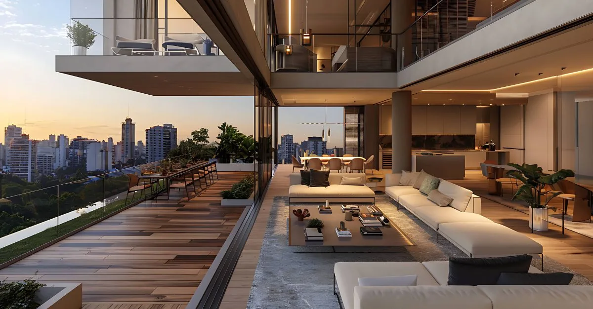 Ático diáfano abierto a una terraza con vistas sobre la ciudad